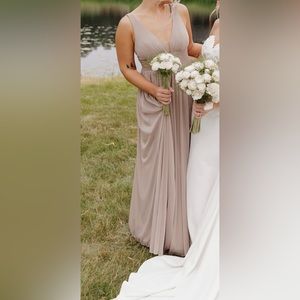 Taupe Azazie bridesmaid dress